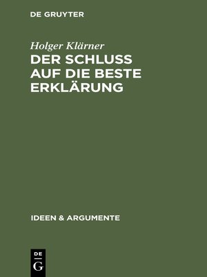 cover image of Der Schluß auf die beste Erklärung